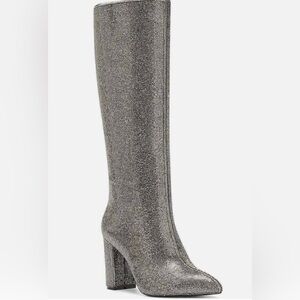 INC Metallic Silver Knee-High Women's Boot